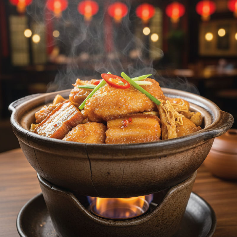 Braised Fish Fillet with Tofu and Roasted Pork Belly