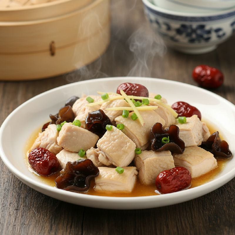 Steamed Chicken with Red Dates and Black Fungus