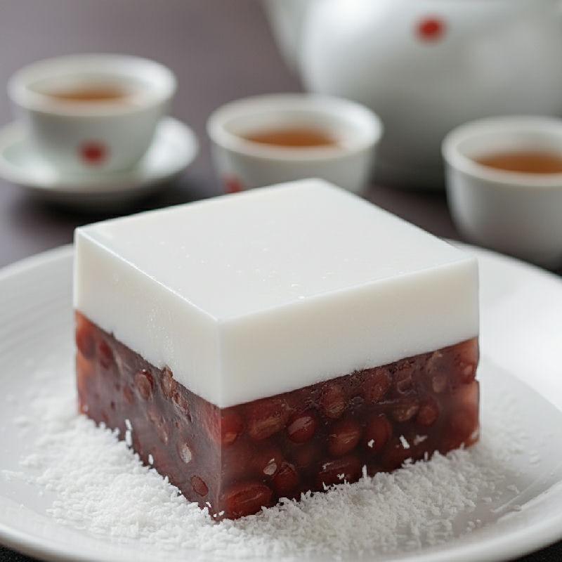 Red Bean and Coconut Agar Jelly