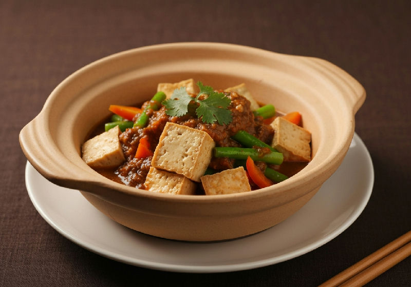 Claypot Tofu and Mixed Vegetables with Satay Sauce