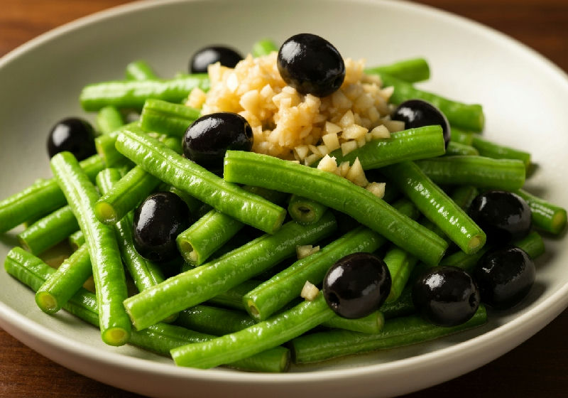 Stir-fried Long Beans with Preserved Olive Vegetables and Minced Garlic