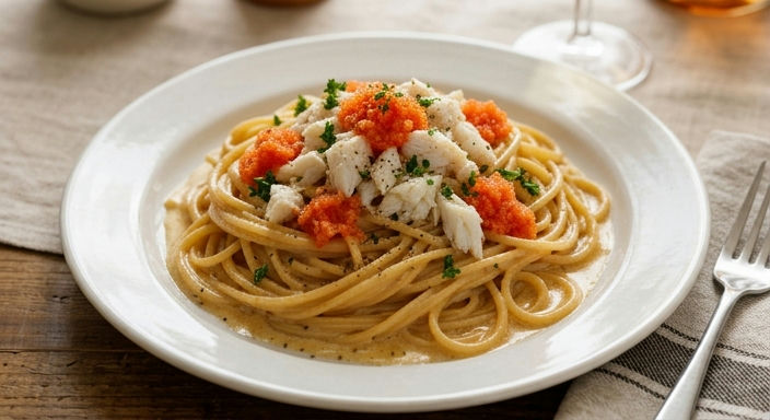 Cod Roe and Crab Meat Butter Pasta