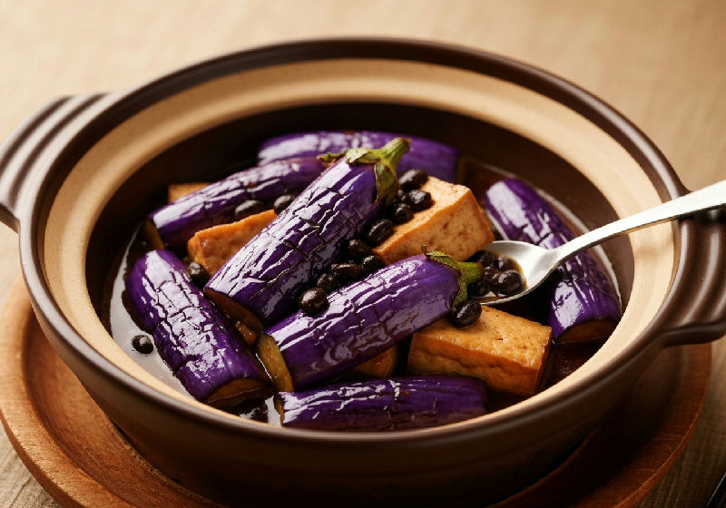 Claypot Braised Eggplant with Fermented Black Beans and Tofu