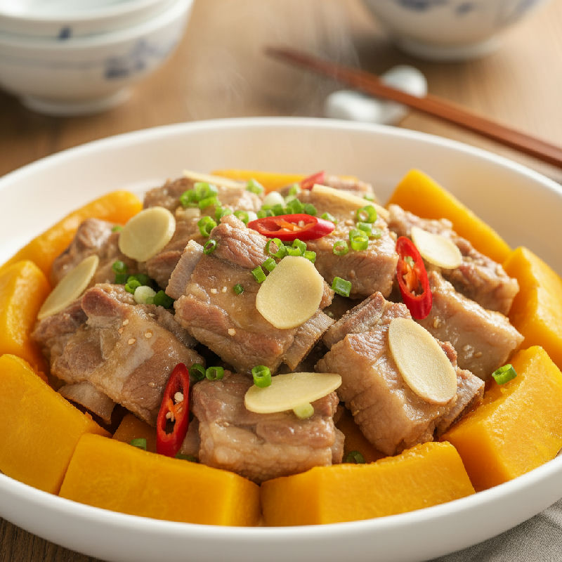 Steamed Pork Ribs with Pumpkin