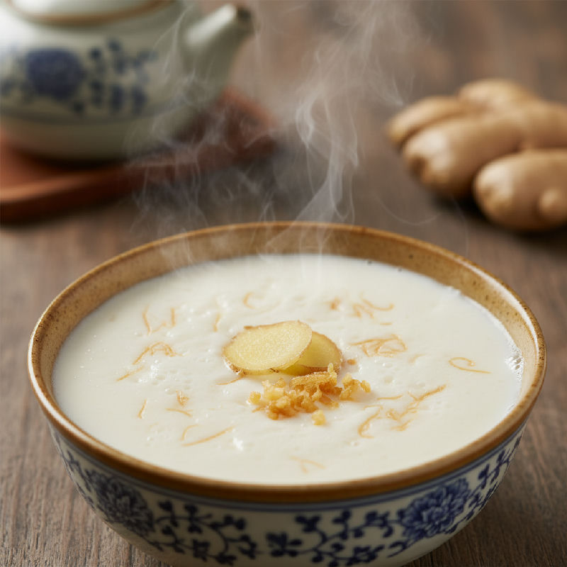Steamed Milk and Egg White Pudding with Ginger Juice