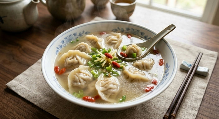 Spring Bamboo Shoot Dumplings in Clear Broth