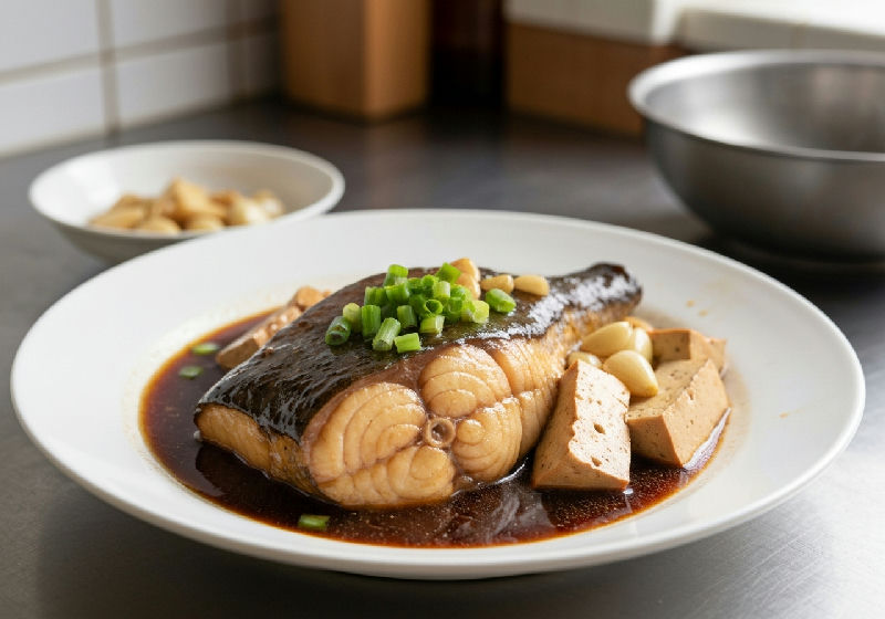 Braised Fish Belly with Tofu and Garlic