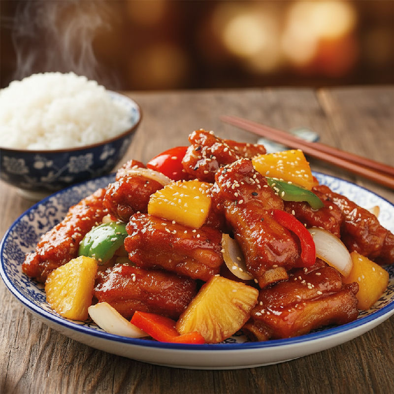 Deep-fried Sweet and Sour Pork Spareribs with Pineapple