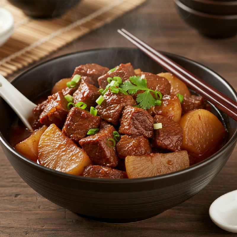 Braised Beef Flank with Daikon and Chu Hou Sauce