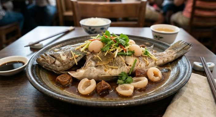 Steamed Grouper with Lychee and Preserved Plum