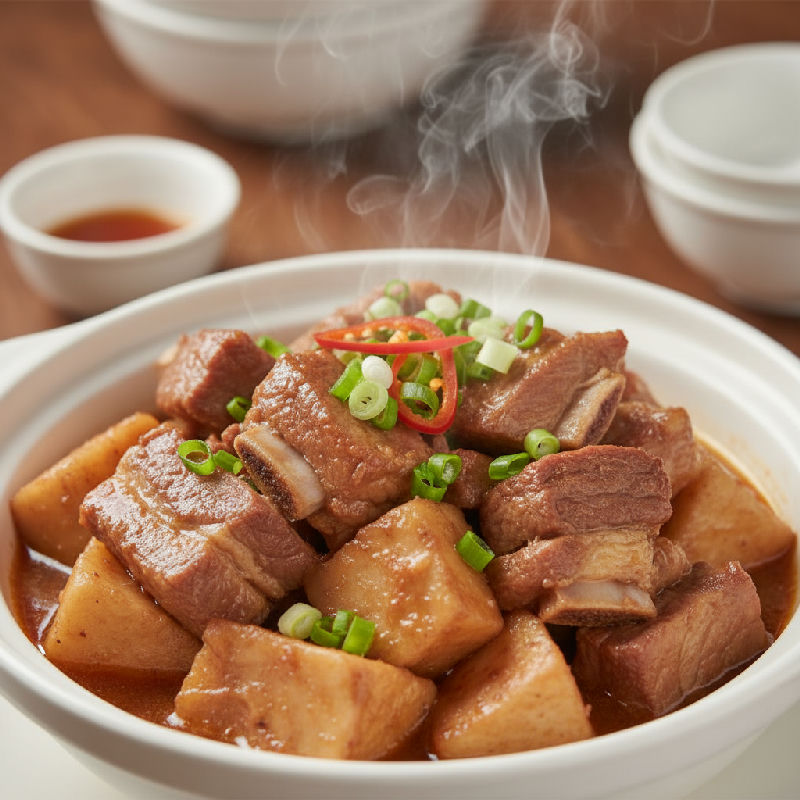 Steamed Pork Ribs with Fermented Red Bean Curd and Taro