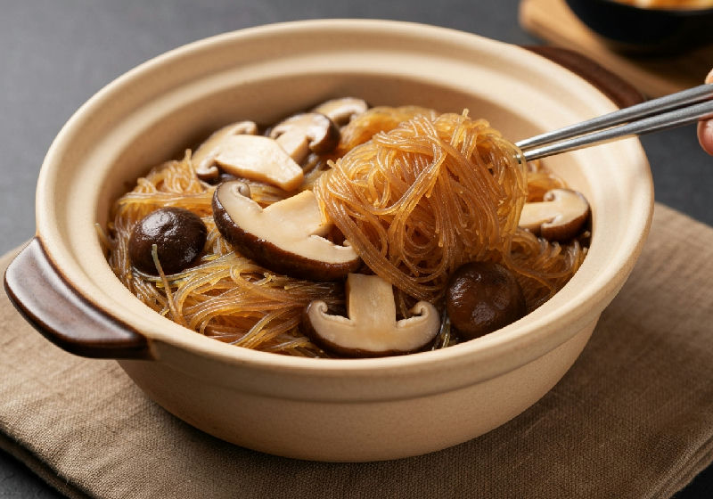 Braised Mixed Mushrooms and Vermicelli in Claypot