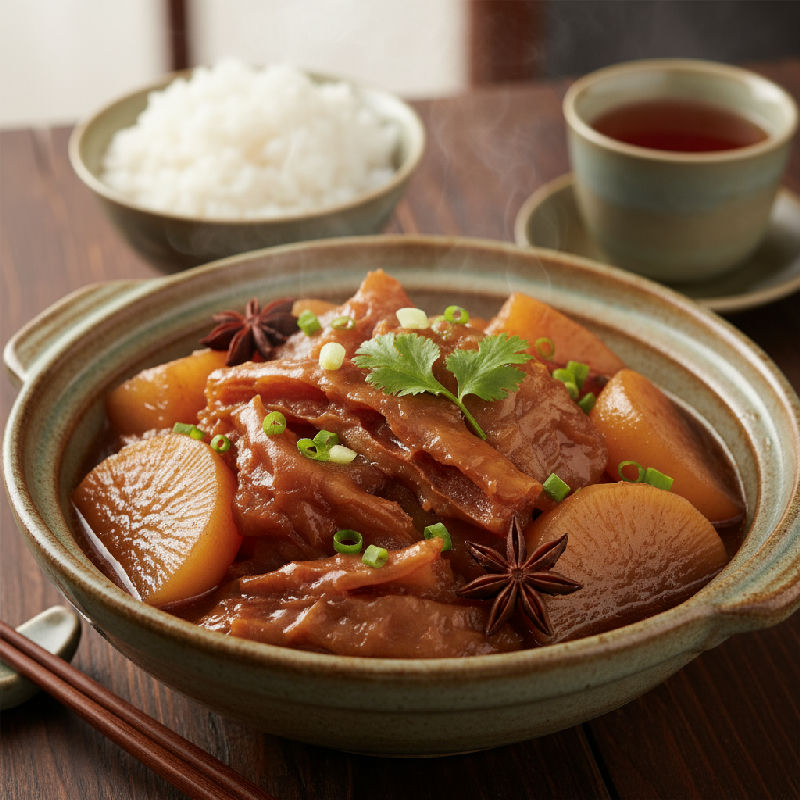 Braised Beef Tendon with White Radish and Chu Hou Paste