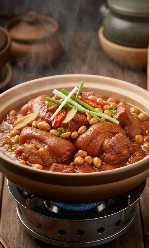 Braised Pork Hocks with Peanuts and Fermented Red Tofu