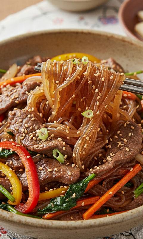 Japchae (Korean Glass Noodle Stir-fry)