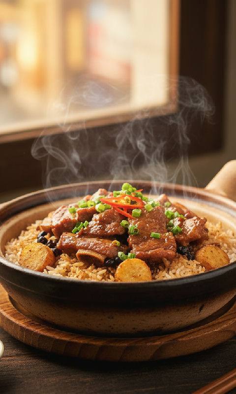 Steamed Pork Ribs Claypot Rice
