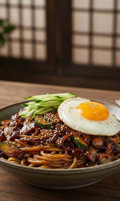 Jajangmyeon (Korean Black Bean Noodles)