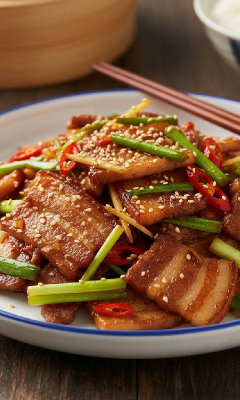 Stir-fried Pork Belly with Preserved Squid and Celery