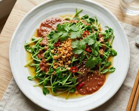 Stir-fried Pea Sprouts with Garlic and Fermented Beancurd