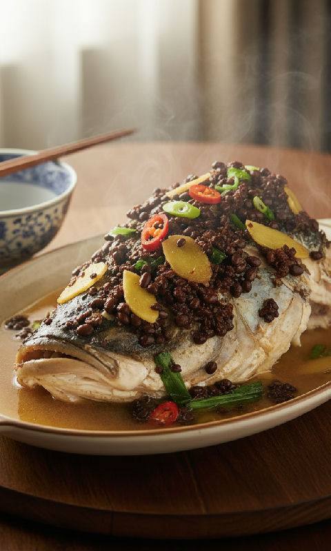 Steamed Fish Head with Fermented Yellow Beans