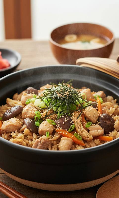 Chicken Takikomi Gohan (Japanese Mixed Rice with Chicken)