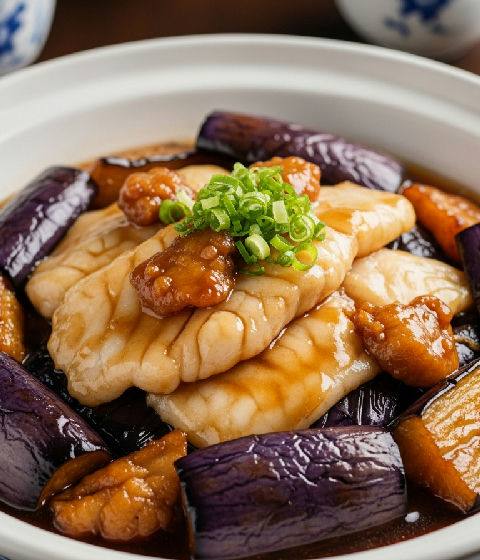 Braised Fish Fillet with Eggplant and Salted Fish