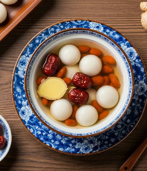 Red Date and Ginger Sweet Soup with Tangyuan