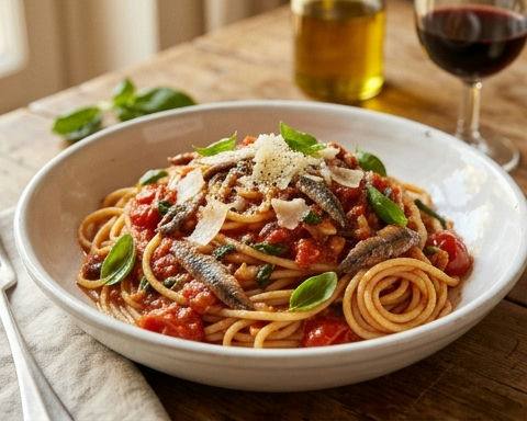 Spring Tomato Anchovy Pasta