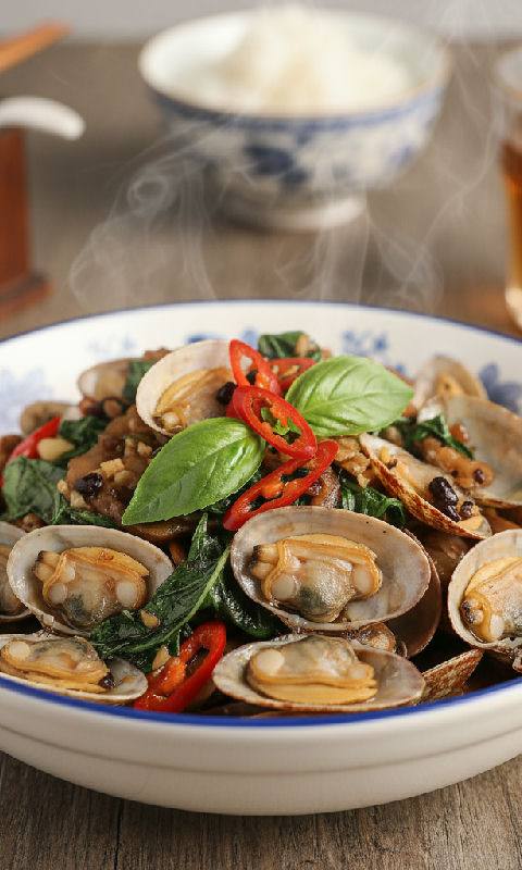 Stir-fried Clams with Basil and Chili
