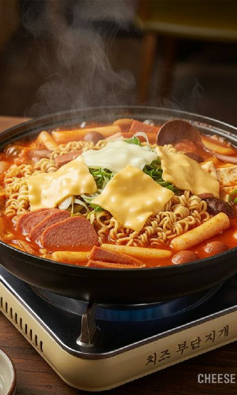 Cheese Budae Jjigae (Korean Army Stew with Cheese)