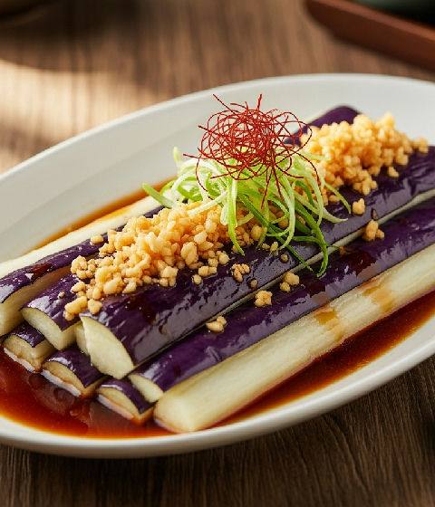 Steamed Eggplant with Garlic and Soy Sauce