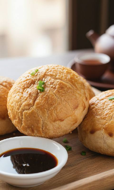 Baked BBQ Pork Buns with Crispy Topping