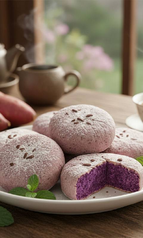 Steamed Purple Sweet Potato Cake