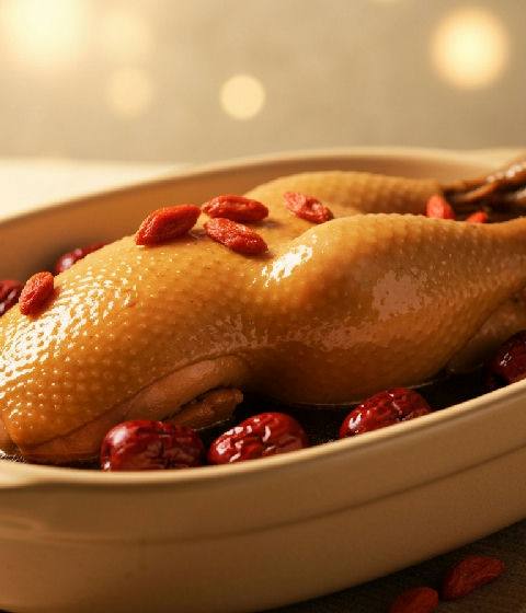 Braised Chicken with Red Dates and Goji Berries