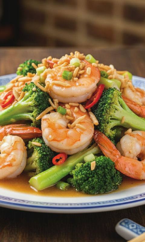 Wok-Fried Prawns with Dried Scallops and Broccoli