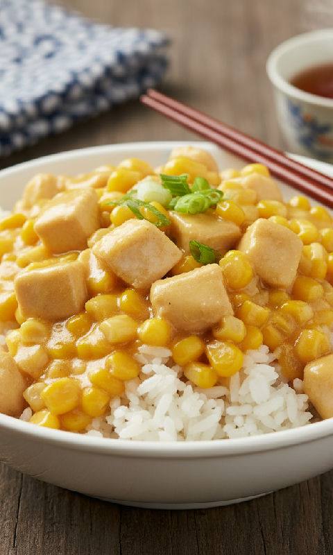 Creamed Corn with Diced Chicken Rice
