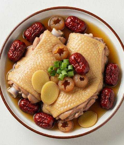 Steamed Chicken Thigh with Dried Longan and Red Dates