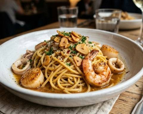 Seafood Burnt Butter Spaghetti