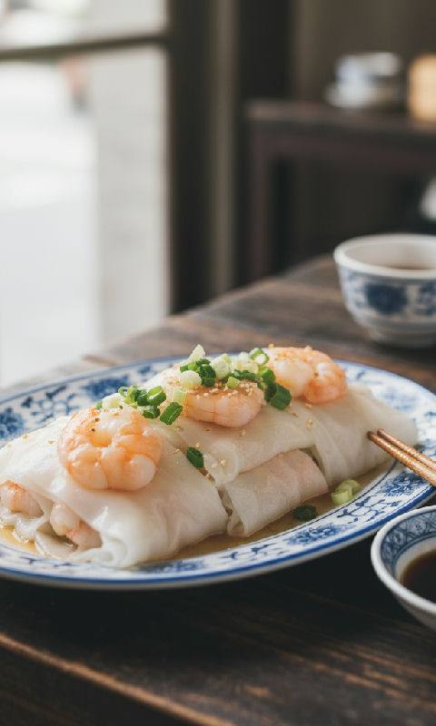 Steamed Rice Rolls with Shrimp