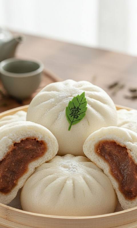 Red Bean Paste Buns (Rong Sha Bao)