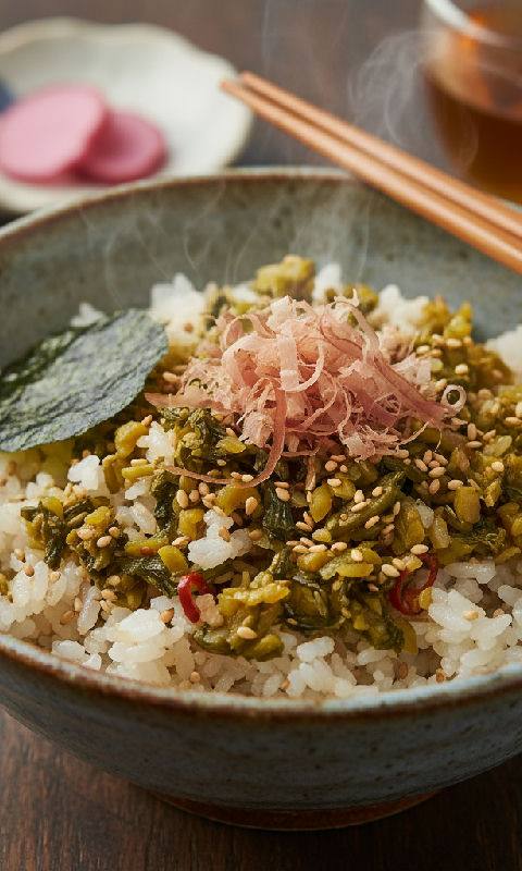 Takana Gohan (Pickled Mustard Green Rice)