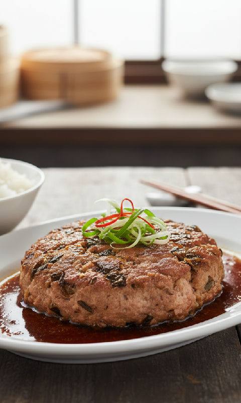 Steamed Pork Patty with Preserved Mustard Greens