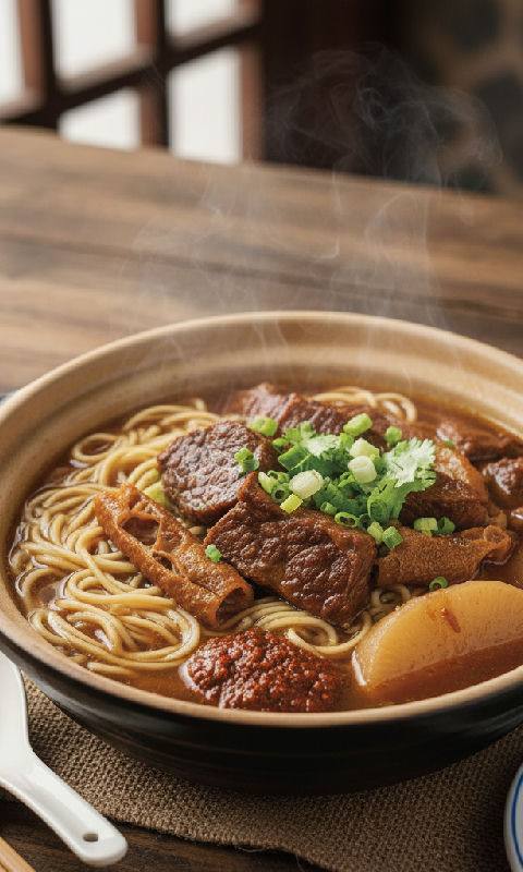 Braised Beef Brisket Noodles with Chu Hou Sauce