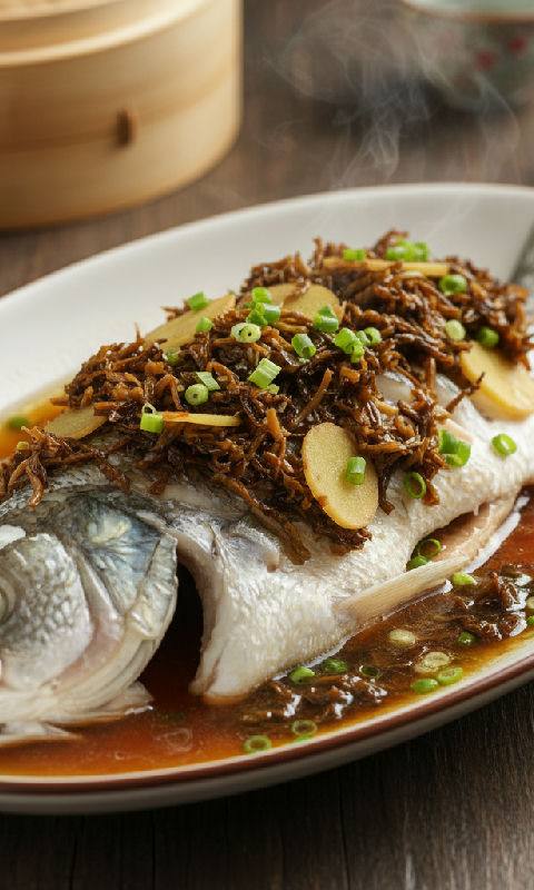 Steamed Fish with Preserved Vegetables