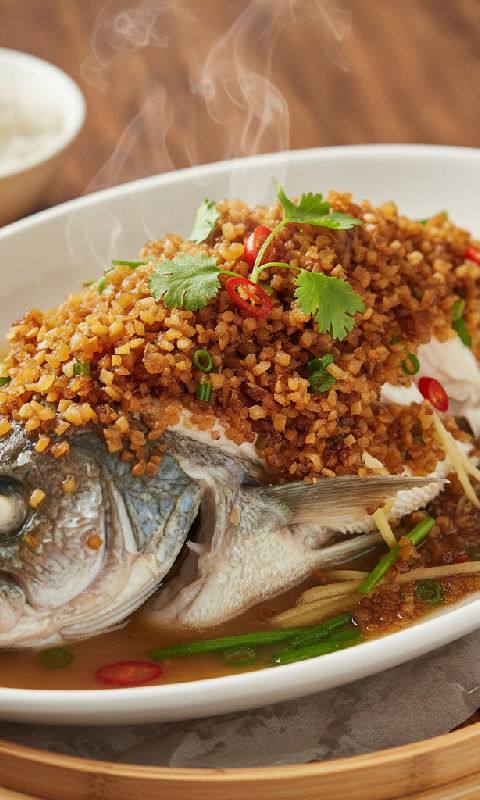Steamed Garoupa with Preserved Turnip