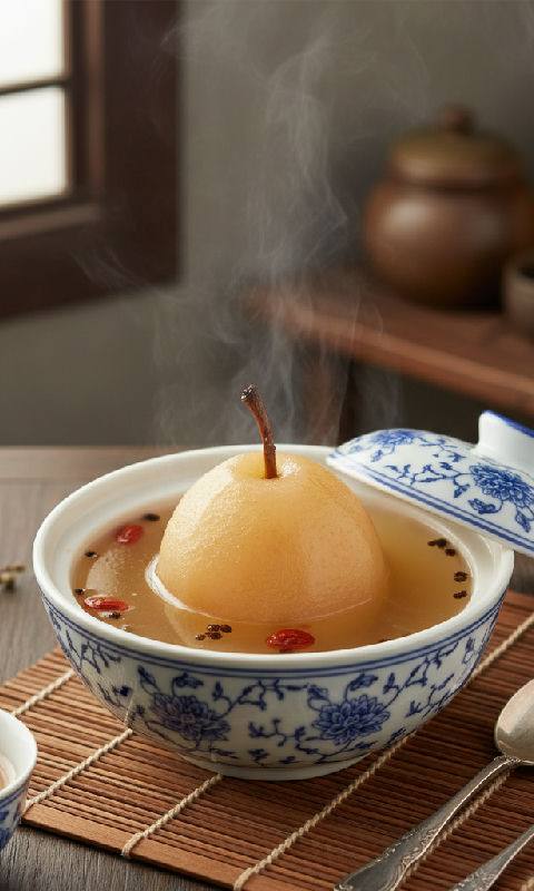 Stewed Pear with Rock Sugar and Chuan Bei