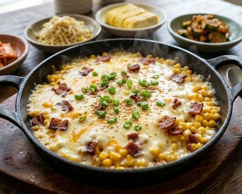 Korean-style Corn Cheese Bake with Bacon