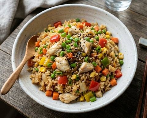 Tomato and Pepper Crab Meat Fried Rice