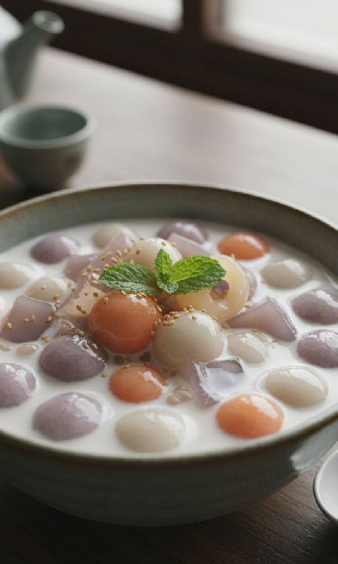 Sweet Taro Dumplings in Coconut Milk