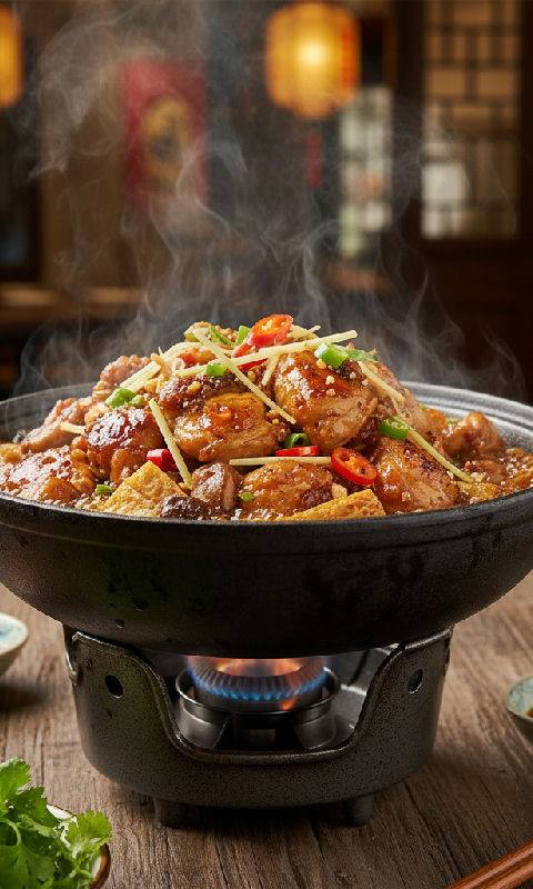 Sizzling Chicken Claypot (Jie Jie Gai Bo)